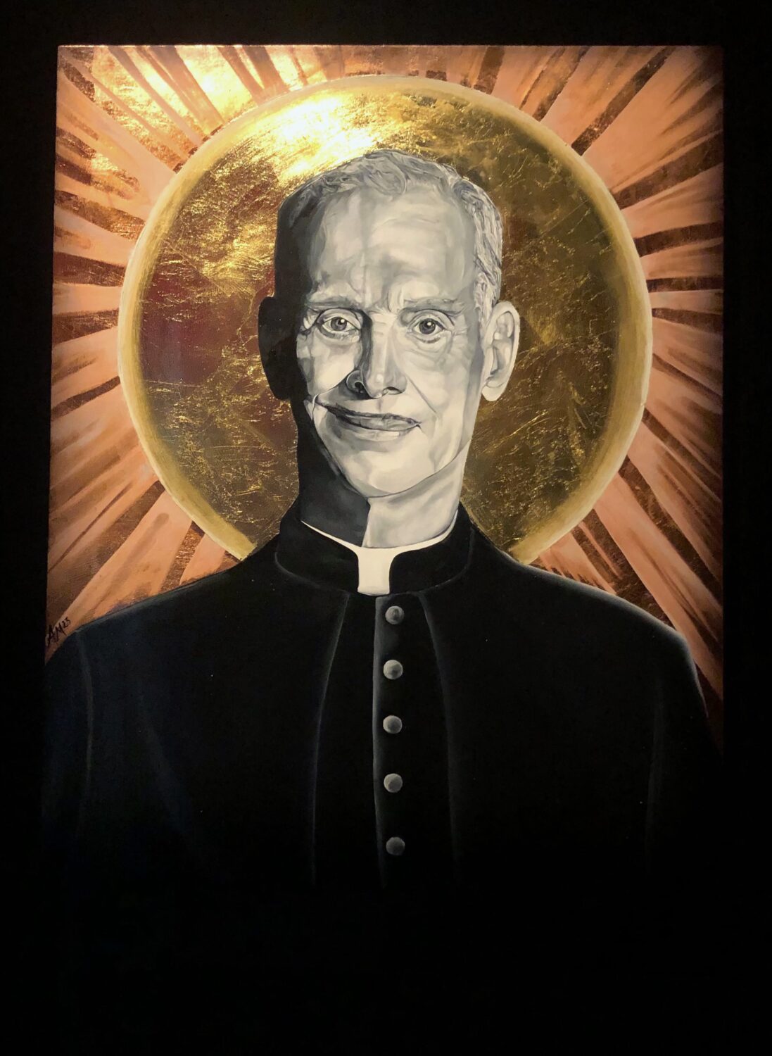 John Waters as 22The Pope of Trash22 painting by Amanda Maccagnan at the Academy Museum Photo by Shana Nys Dambrot