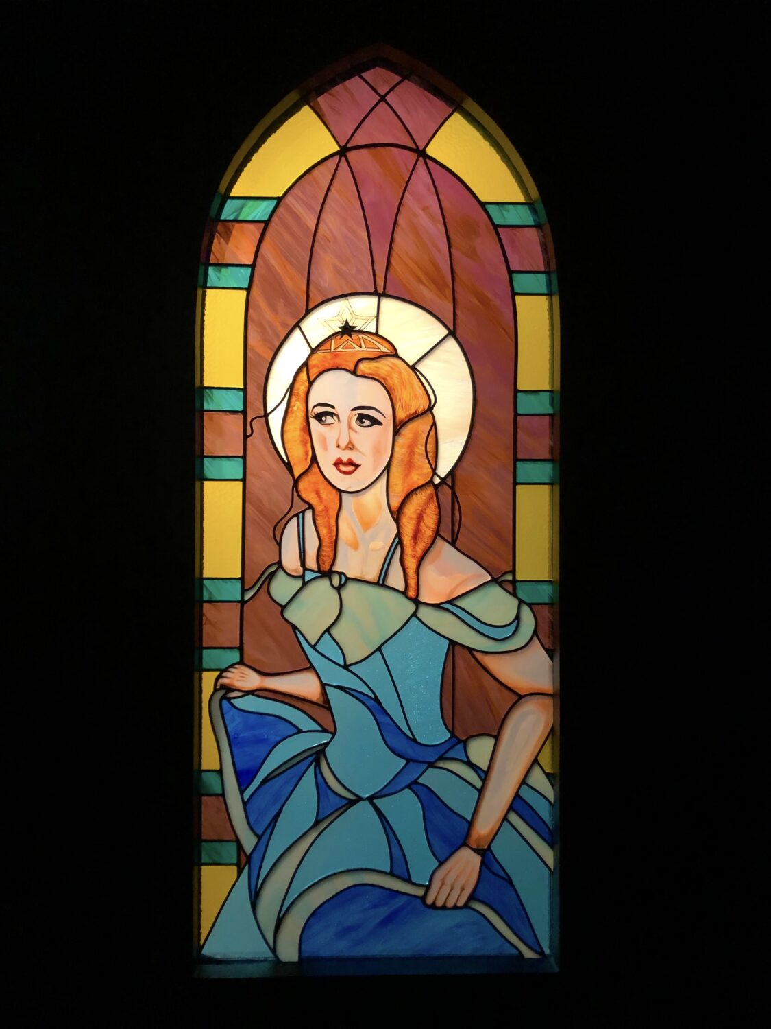 Mary Vivian Pearce stained glass by Amanda Maccagnan at the Academy Museum Photo by Shana Nys Dambrot