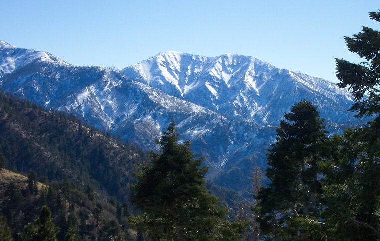 Mt. Baldy from Inspiration Point on the Angeles National Forest in the San Gabriel Mountains of Los Angeles County CA. USDA USFS photo Flickr